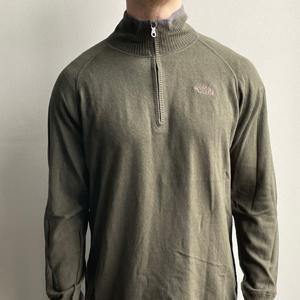 Men’s Large North Face Olive Green Half Zip Sweater